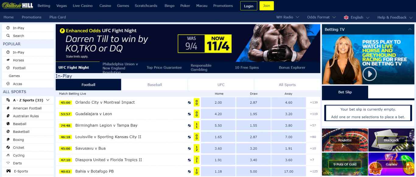 БК William Hill live